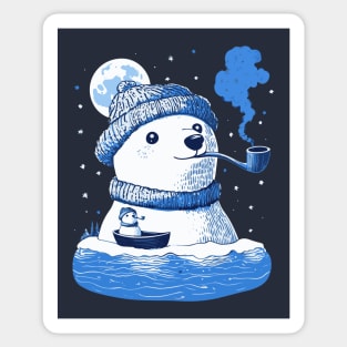 Polar Bear Smoking Pipe - Monochromatic Winter Sticker